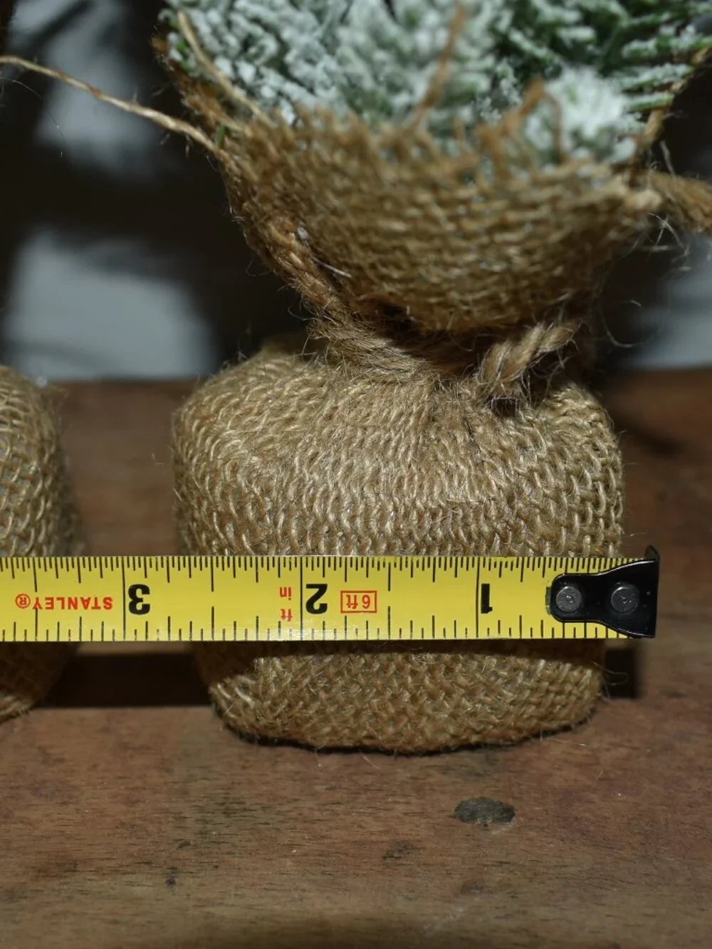 Two Small Mini Winter Holiday Christmas Burlap Tree Rustic Farmhouse Decor